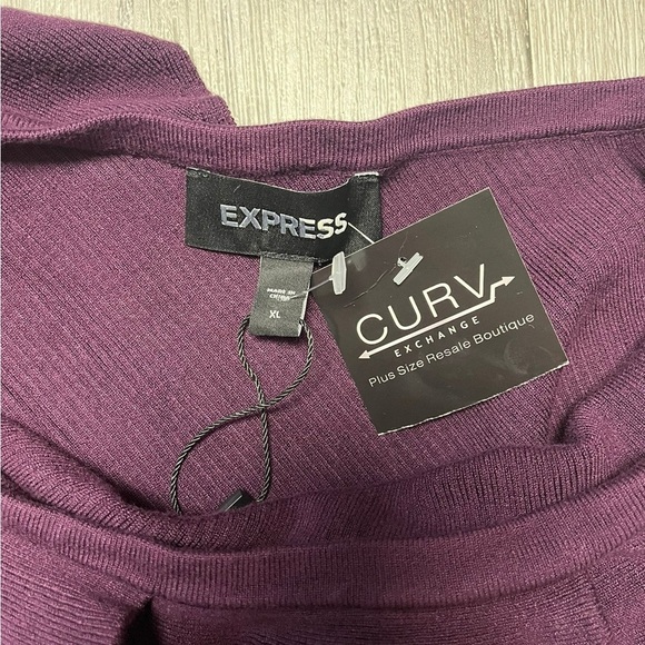 Express Plum One Shoulder Ruffle Cropped Top - Size XL - Picture 2 of 2